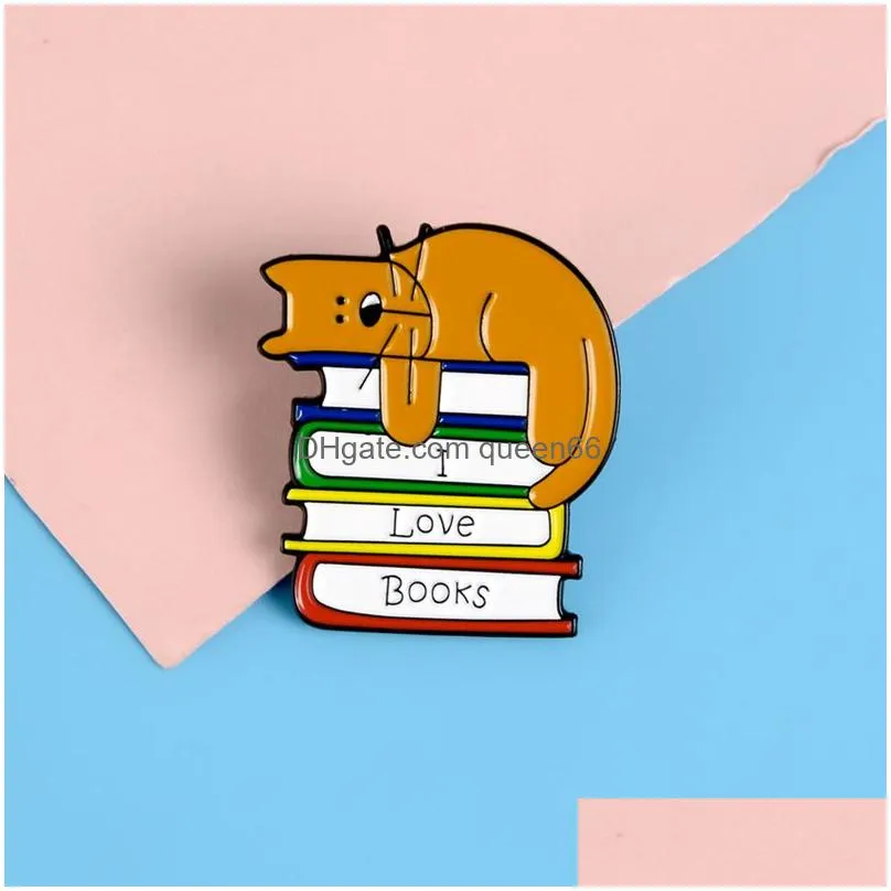 yellow cartoon sleep dog enamel pins brooches for women love book badge cute animal lapel badge shirt hat backpack pin jewelry gift