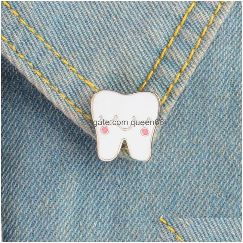 cartoon zoete tand emaille pin leuke tands broches gift voor kids tandarts vriend badge button revers sieraden kleding jeans cap
