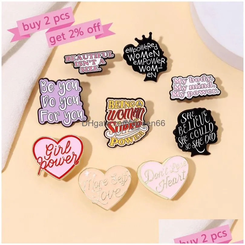 girl power enamel pins custom dont lose heart more self love brooches lapel badges feminism jewelry gift for women friends
