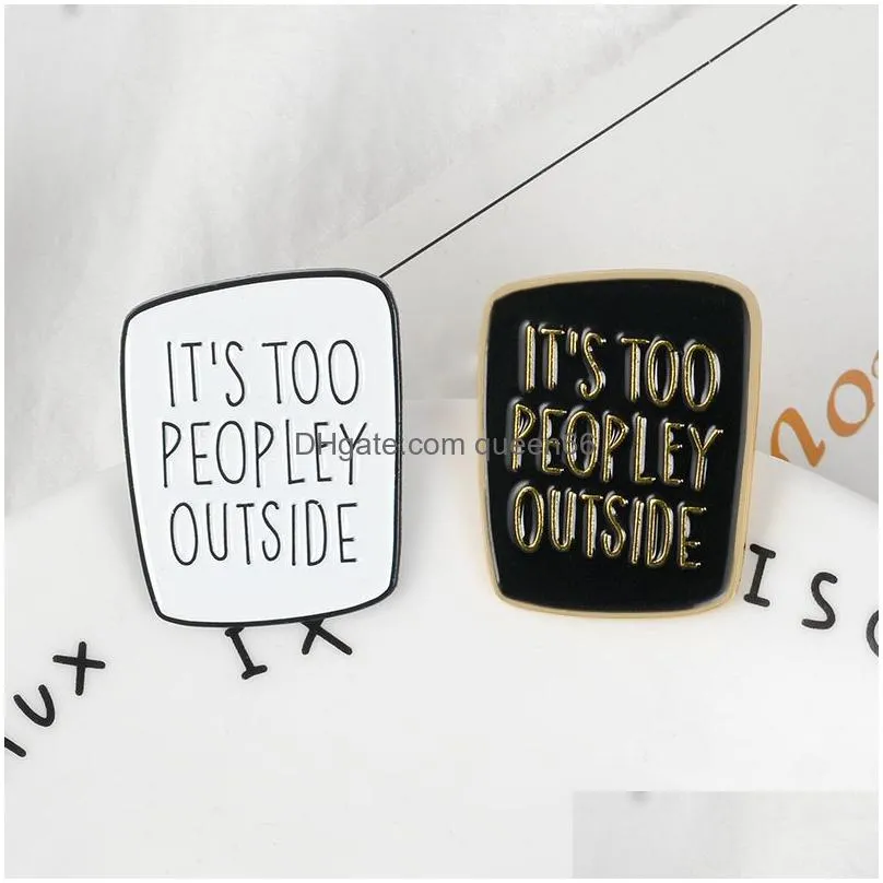introvert enamel pin black white badge too peopley brooches bag clothes lapel pin punk jewelry gift for introverts friends