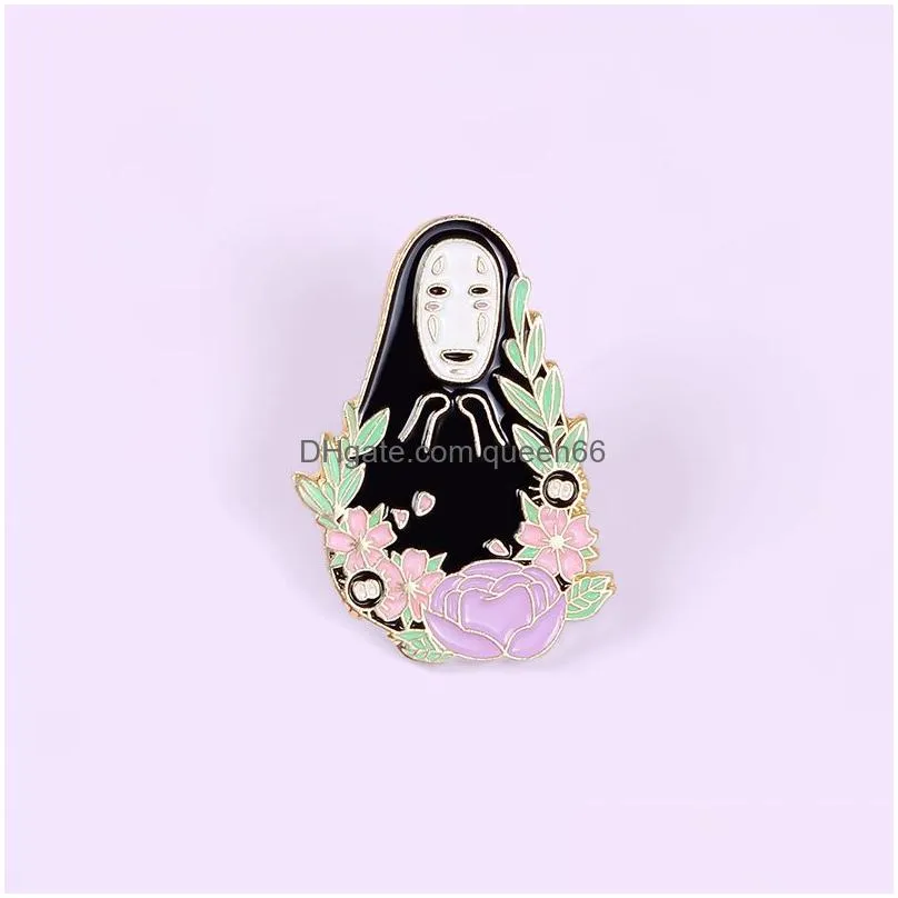 pink cherry blossom enamel pins brooches for women color flower badge anime lapel pin clothes backpack movie jewelry gift for kid