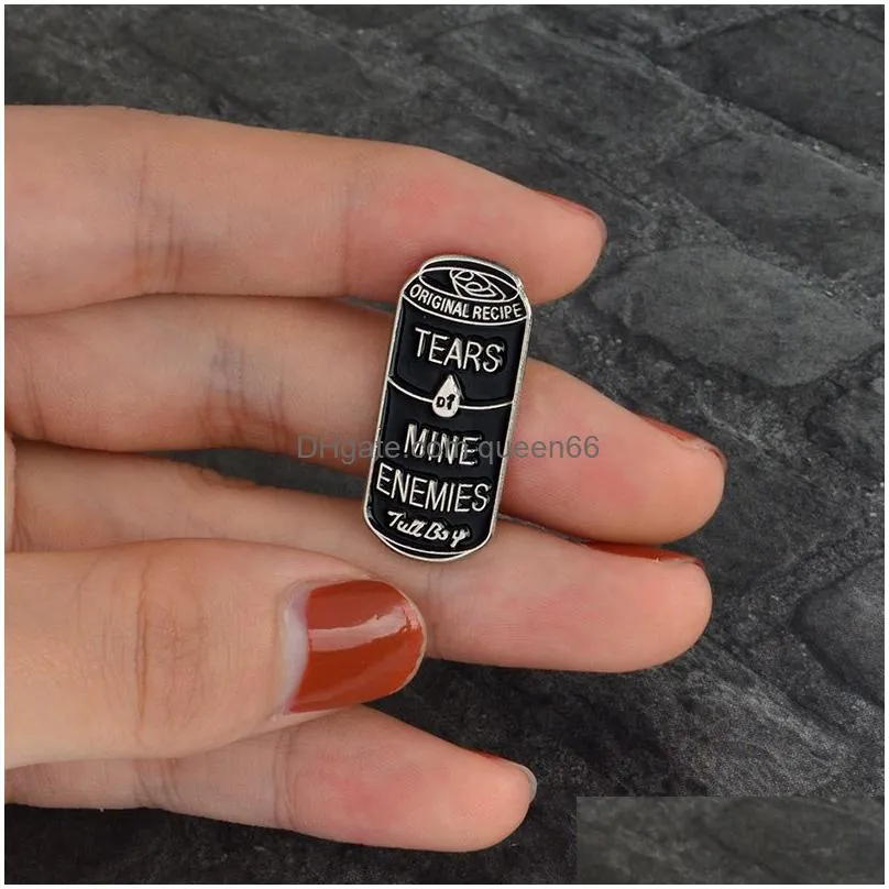 tears of mine enemies black cans enamel icons pins badge button pin for lapel denim pu jacket punk dark brooches gift