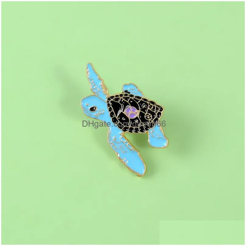 turtle blue enamel pins brooches women turtle shell unique texture badge sea animal lapel pin clothes backpack jewelry gift for friend