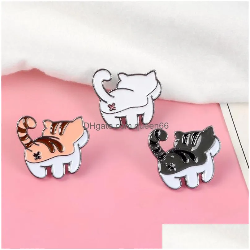 cutyyy cat enamel pins white black orange kitten badge brooch bag clothes lapel pin cartoon animal jewelry gift for cats fans