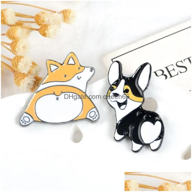 corgi butt enamel pins sweety cute dogs badge brooch bag clothes lapel pin cartoon animal jewelry gift for fans kids friend