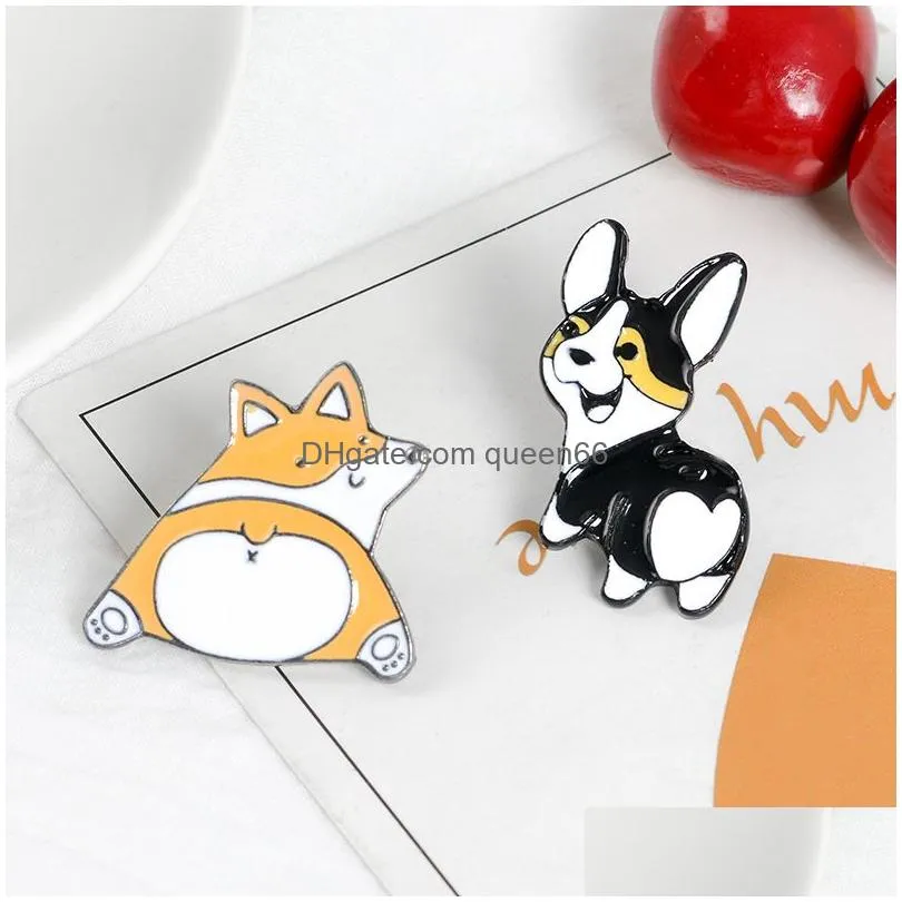 corgi butt enamel pins sweety cute dogs badge brooch bag clothes lapel pin cartoon animal jewelry gift for fans kids friend