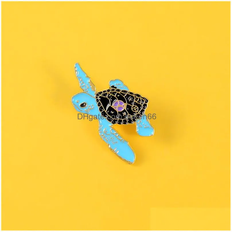 turtle blue enamel pins brooches women turtle shell unique texture badge sea animal lapel pin clothes backpack jewelry gift for friend