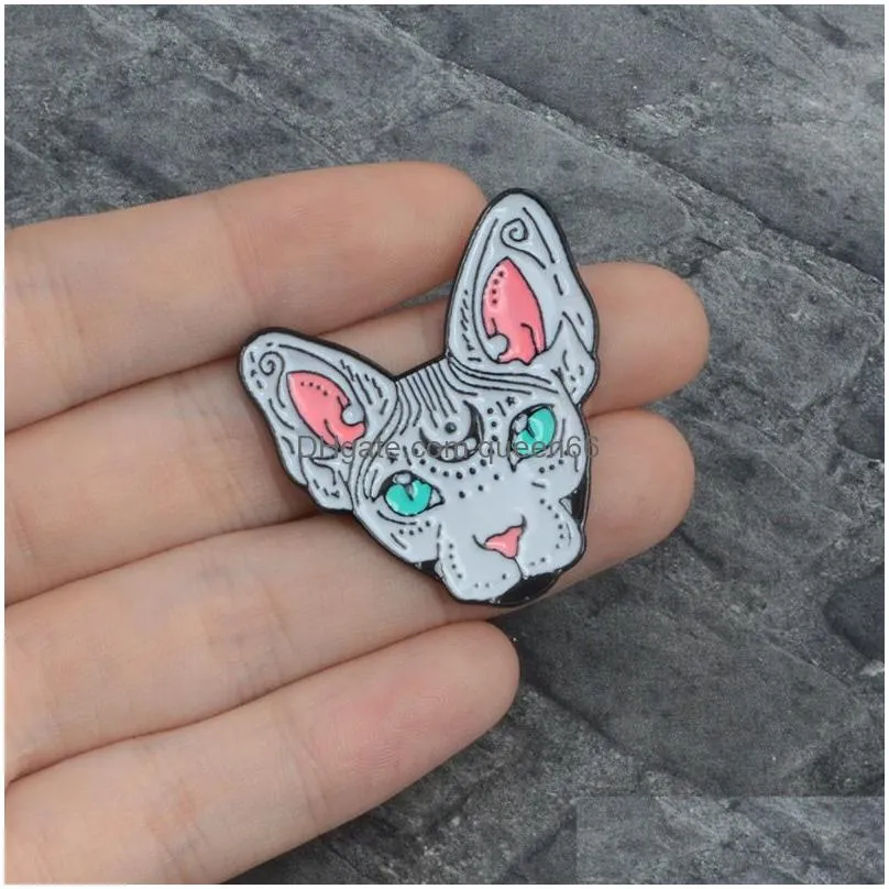 canadian hairless emaille pins heks kat broches gift voor vriend animal badge knop revers pin voor kleding jeans cap zak