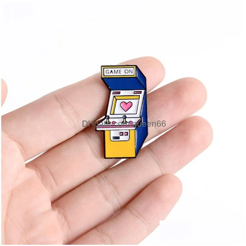 game machine enamel pin video games badge pink heart brooch cartoon rocker love clothes backpack bag lapel pin jewelry gift for kid
