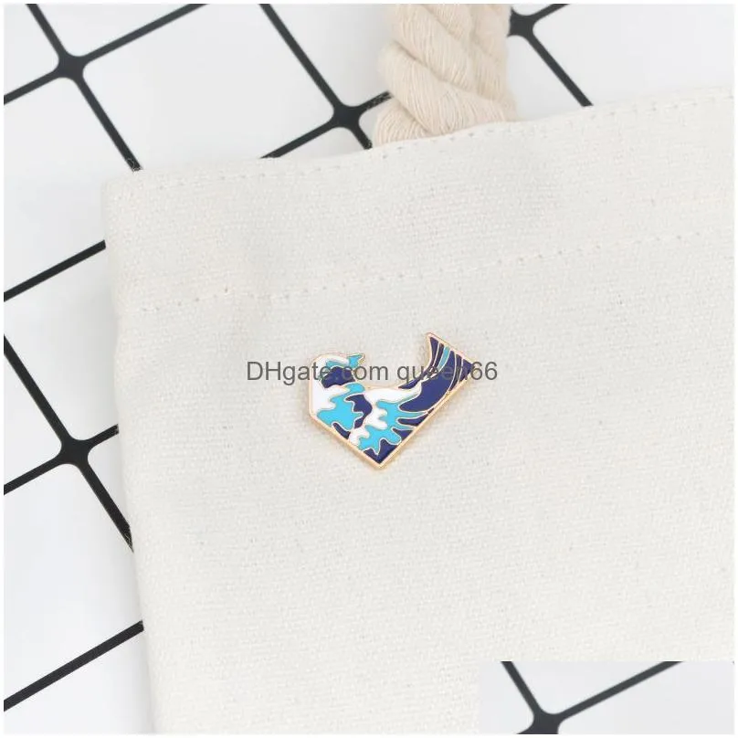 cartoon waves pins brooch pins childlike button glaze pin denim jacket pin badge jewelry gift for kids friends