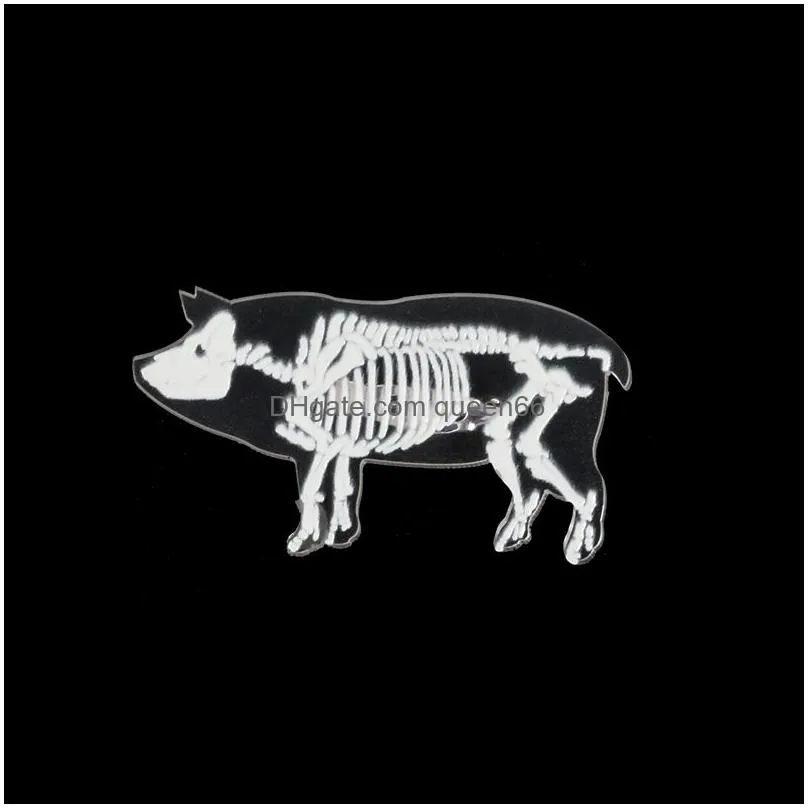 animal skeleton acrylic pin cat pig rabbit penguin rat brooch button badge lapel pin clothes cap bag jewelry gift for friend