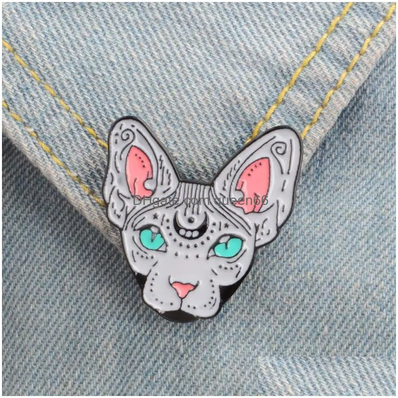 canadian hairless emaille pins heks kat broches gift voor vriend animal badge knop revers pin voor kleding jeans cap zak