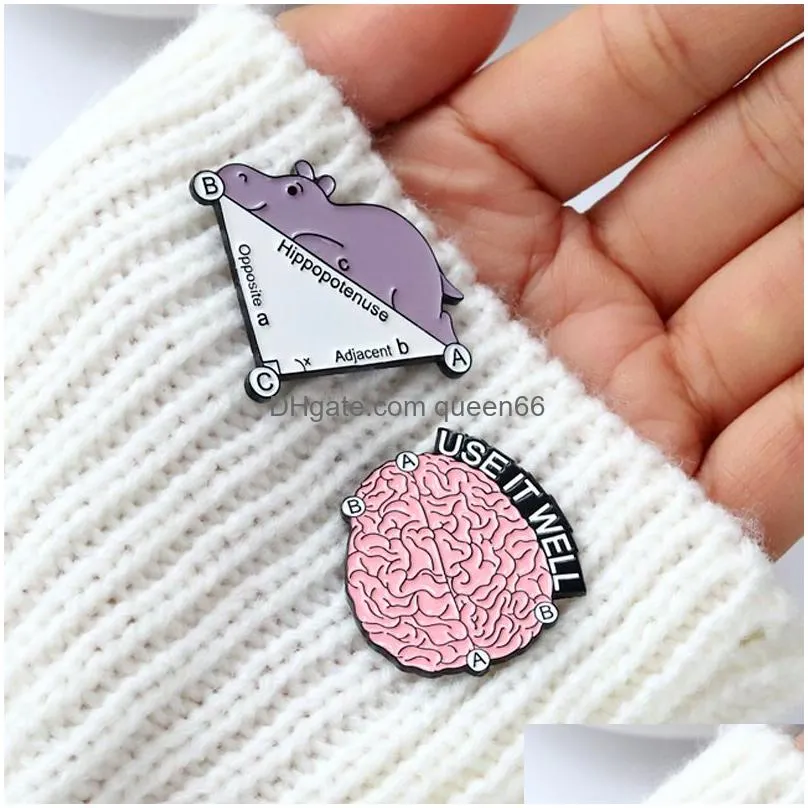 caffeine molecule enamel pins physics protracturtle turtle hippo brooch use brain well lapel badge funny jewelry gift for student