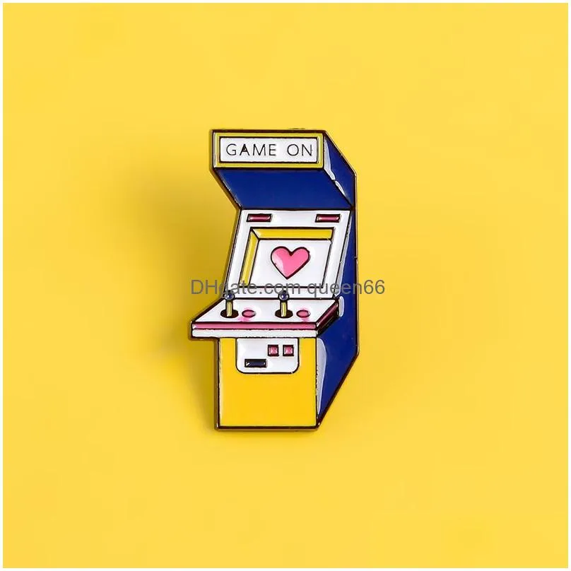 game machine enamel pin video games badge pink heart brooch cartoon rocker love clothes backpack bag lapel pin jewelry gift for kid