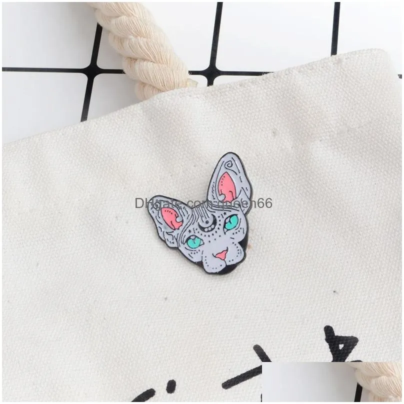 canadian hairless emaille pins heks kat broches gift voor vriend animal badge knop revers pin voor kleding jeans cap zak