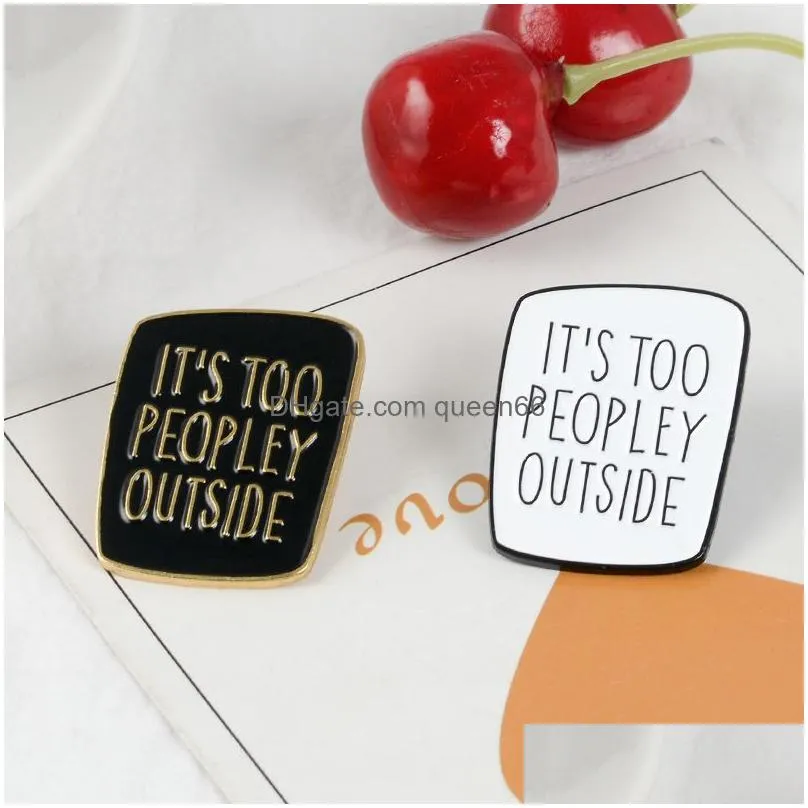 introvert enamel pin black white badge too peopley brooches bag clothes lapel pin punk jewelry gift for introverts friends