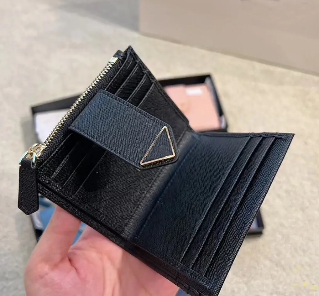 Designer leather Wallet Stylish Men Folding Long zipper triangle Wallets Purse Card Holder Notes Money Purses With Box Flip Wallet Multiple styles