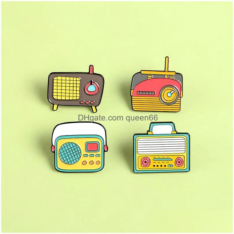 cute cartoon radio enamel pins colorful vintage player machine badge brooch clothes denim bag lapel pin jewelry gift for friends