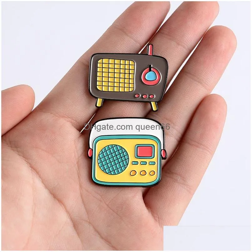 cute cartoon radio enamel pins colorful vintage player machine badge brooch clothes denim bag lapel pin jewelry gift for friends