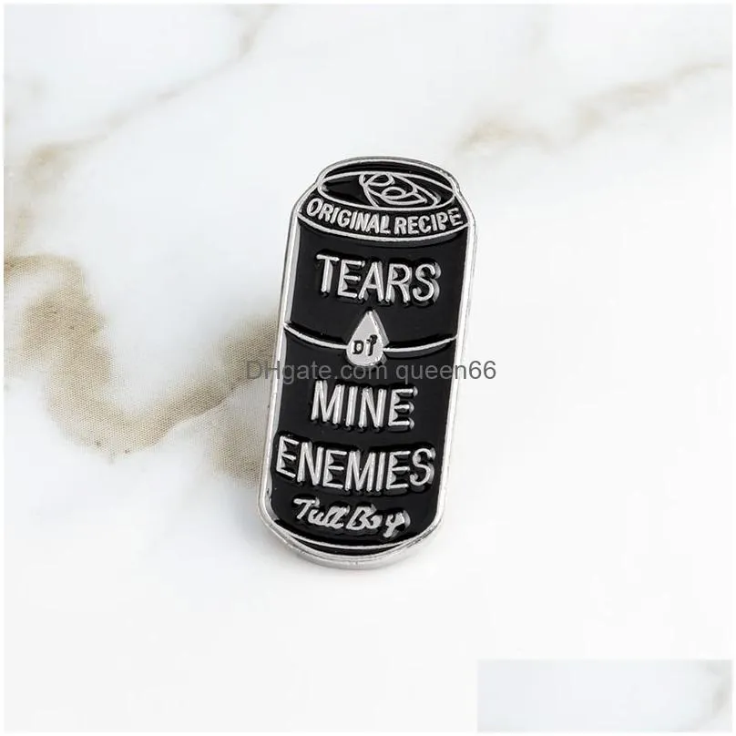 tears of mine enemies black cans enamel icons pins badge button pin for lapel denim pu jacket punk dark brooches gift