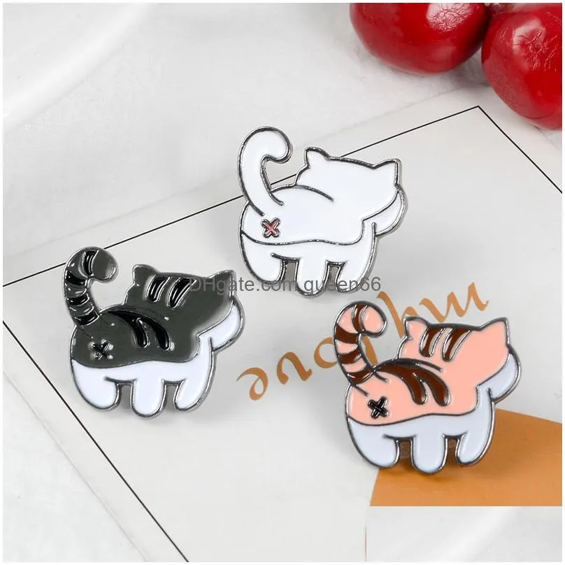 cutyyy cat enamel pins white black orange kitten badge brooch bag clothes lapel pin cartoon animal jewelry gift for cats fans