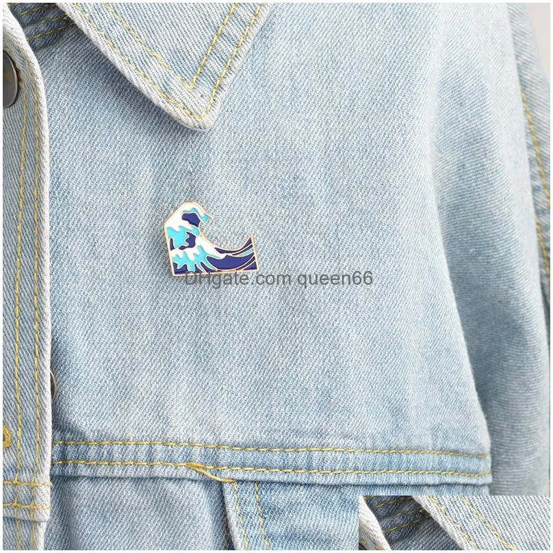 cartoon waves pins brooch pins childlike button glaze pin denim jacket pin badge jewelry gift for kids friends