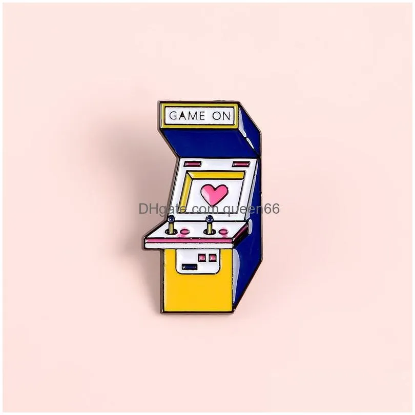 game machine enamel pin video games badge pink heart brooch cartoon rocker love clothes backpack bag lapel pin jewelry gift for kid