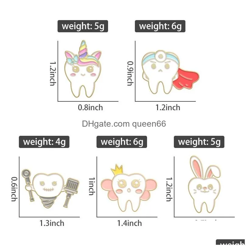 lovely rabbit tooth enamel pins maintain oral health brooches lapel badges nursing implant jewelry gift for dentist doctor