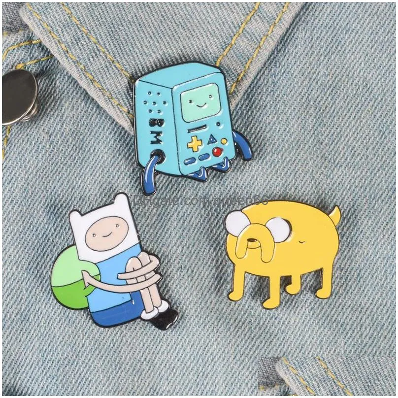 adventure time enamel pin finn and jake brooches bag clothes lapel pin button badge cartoon jewelry gift for friends kids