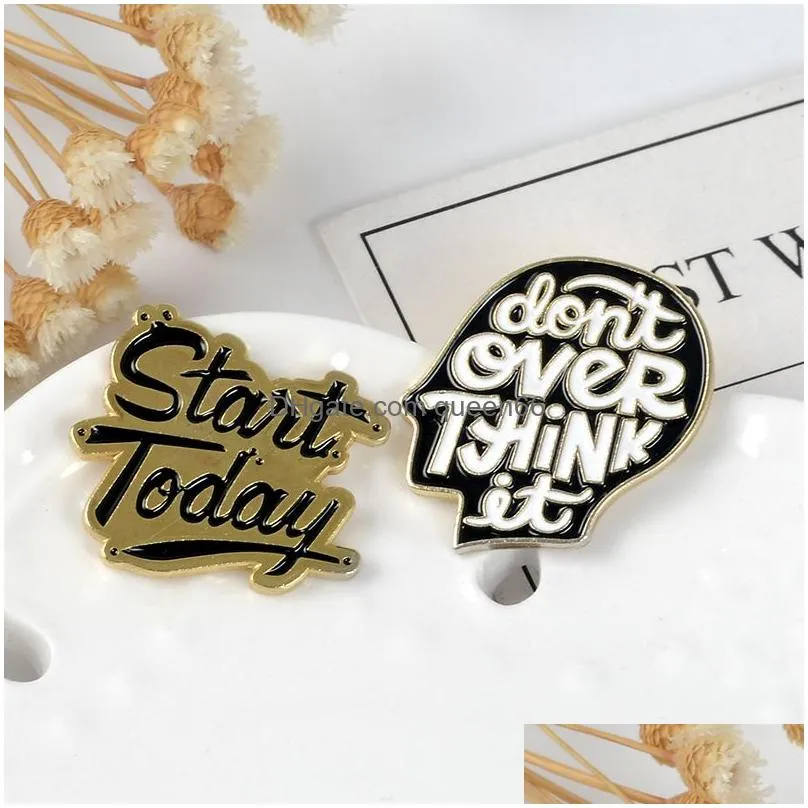 overthink enamel pin black gold brain badge brooch bag clothes lapel pin simple punk excitation jewelry gift for friends
