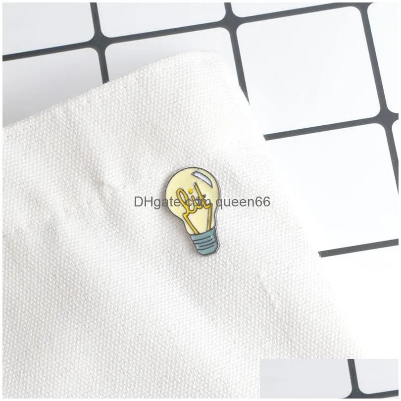 cartoon light bulb pins good idea brooch button pin denim jacket pin badge jewelry creative gift for kids children