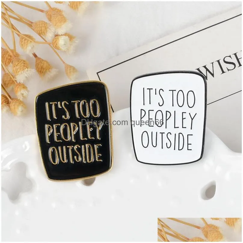 introvert enamel pin black white badge too peopley brooches bag clothes lapel pin punk jewelry gift for introverts friends