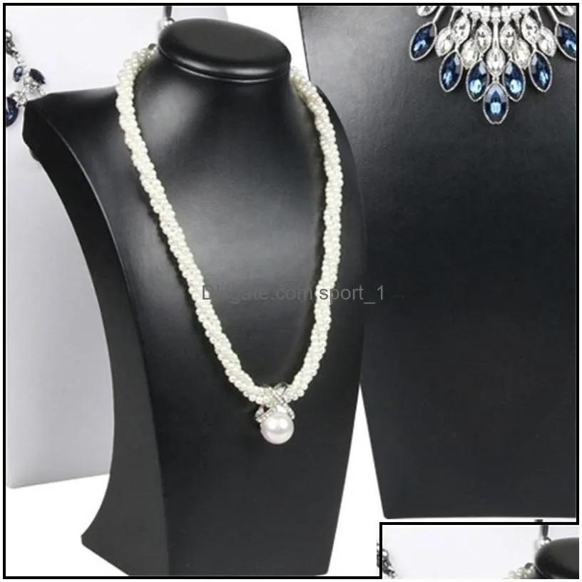 roll up stand jewelry packaging black pu leather necklace bust tall display neck form for jewellery window shelf exhibition counter top