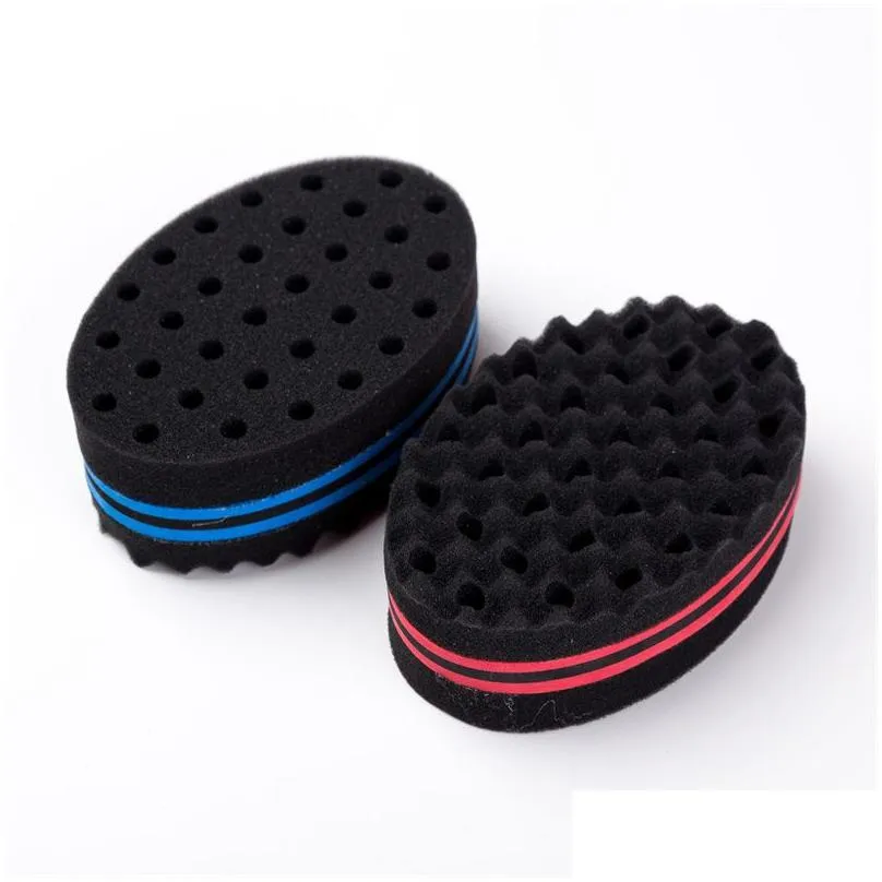 oval double sides hair sponge brush for natural afro coil wave dread sponge brushes barber styling tool