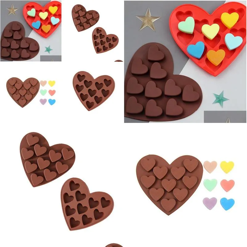 silicone cake mould 10 lattices heart shaped chocolate mould baking diy