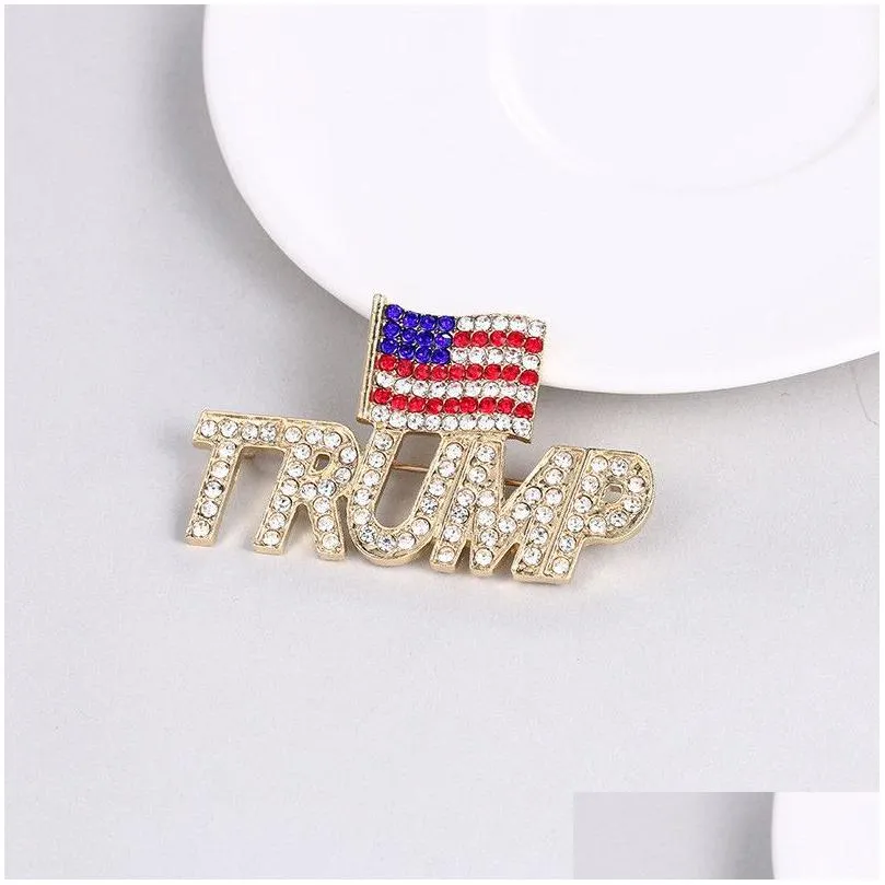 2020 bling diamond trump brooch american patriotic republican campaign pin commemorative commemorative badge 2 styles 