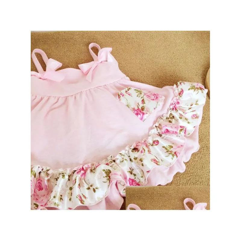 infant baby girls 2pcs sets floral ruffles tops shorts bloomers kids girl polka dots outfits children clothes pink red 1271