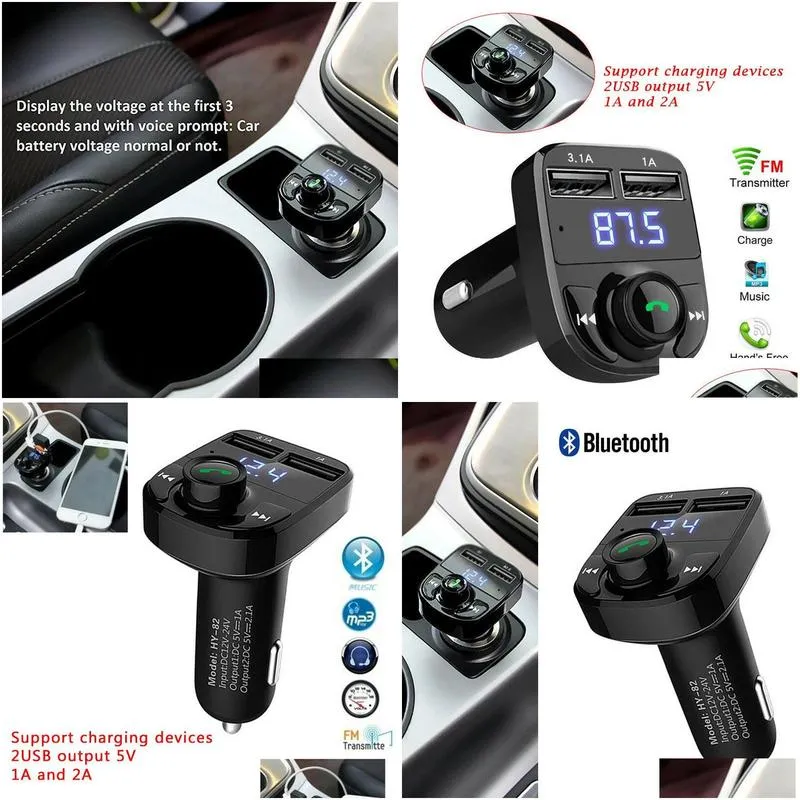 x8 fm transmitter aux modulator bluetooth hands kit audio mp3 player with 3.1a quick charge dual usb car  accessorie