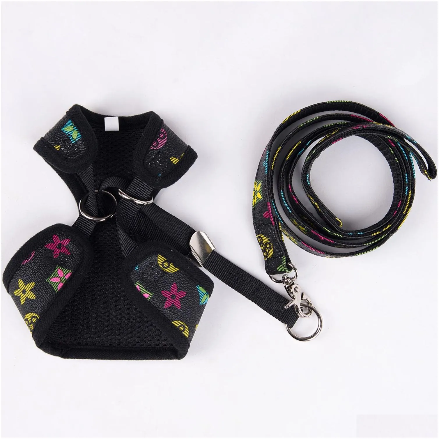 summer designer pet harness leash set pu leather dog leashes adjustable chest strap vest for dogs cats