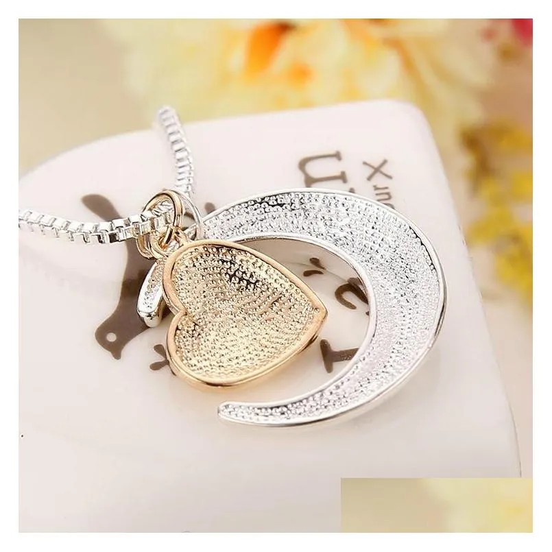 high quality heart jewelry i love you to the moon and back mom pendant necklace mother day gift wholesale jewelry gold necklaces for