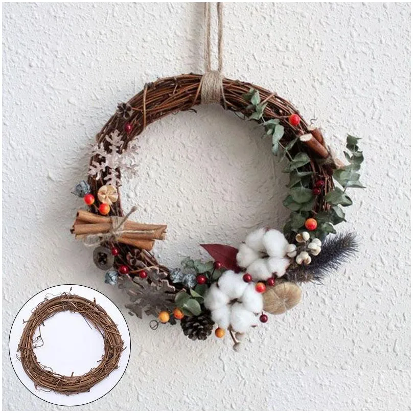 35/25/20/15cm rattan craft floral hoop wreath frame diy dried flower hoop for christmas wedding party garland decorations
