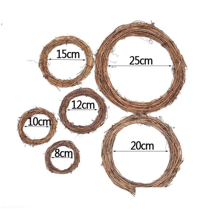 35/25/20/15cm rattan craft floral hoop wreath frame diy dried flower hoop for christmas wedding party garland decorations