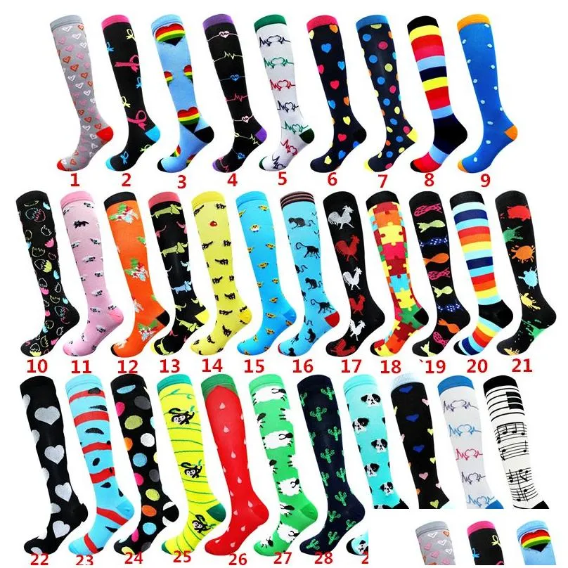 300pcs/lot 28 colors women men compression socks nylon sports sock 15-20mmhg for running hiking flight travel circulation athletics