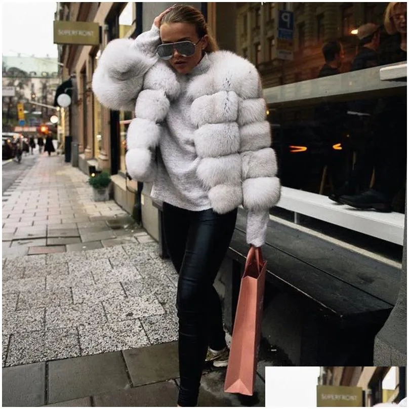 ft001 s-3xl mink coats women 2020 winter top fashion pink faux fur coat elegant thick warm outerwear fake fur jacket