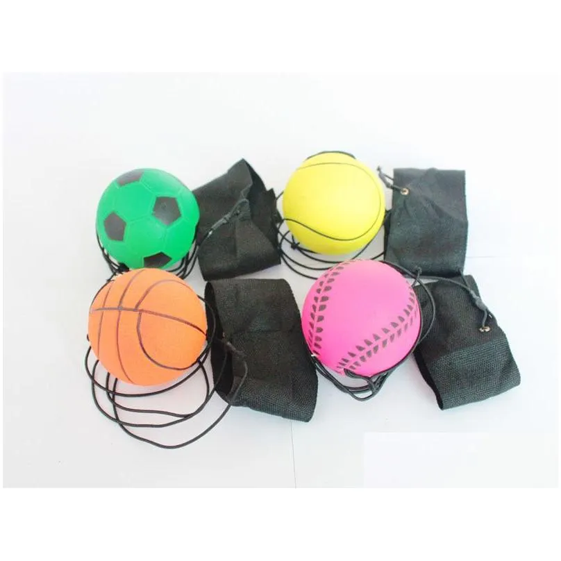 throwing bouncy rubber balls kids funny elastic reaction training wrist band ball for outdoor games toy novelty 25xq uu