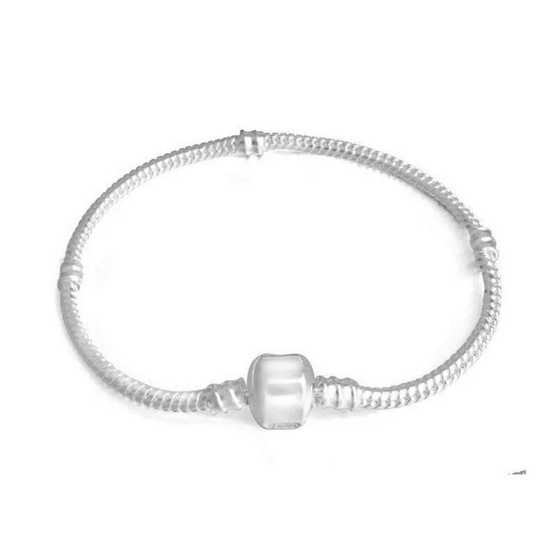 low price factory wholesale 925 sterling silver bracelets 3mm snake chain fit  charm bead bangle bracelet jewelry gift for men