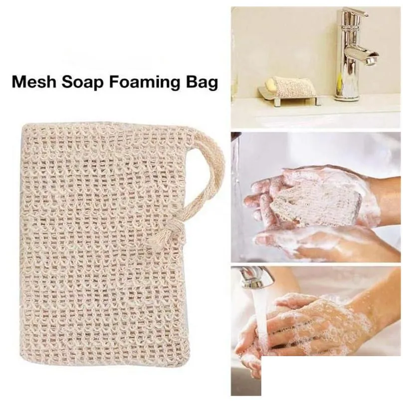 3style exfoliating mesh bags pouch for shower body massage scrubber natural organic ramie soap bag sisal saver loofah moisturizing bath spa foaming with