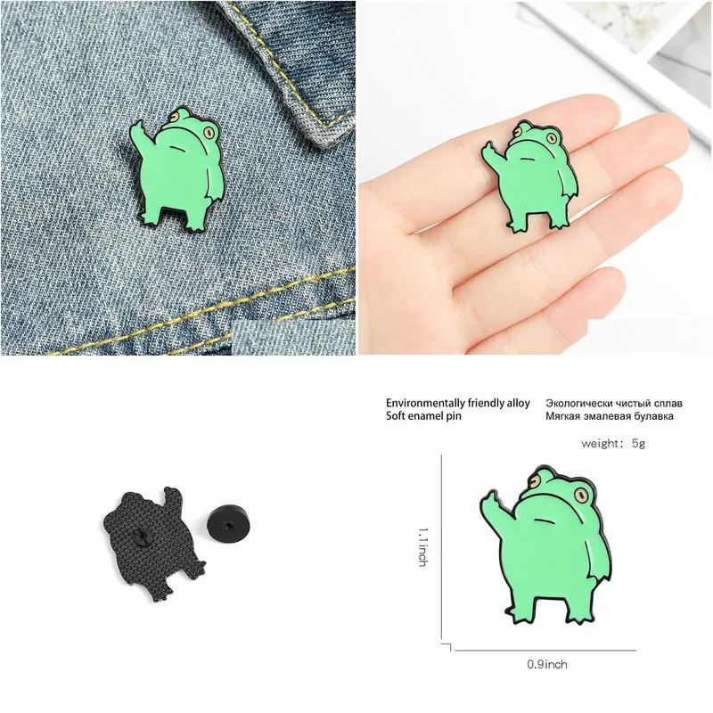 frog Enamel Brooches Pin for Women Fashion Dress Coat Shirt Demin Metal Brooch Pins Badges Promotion Gift 2021 New Design