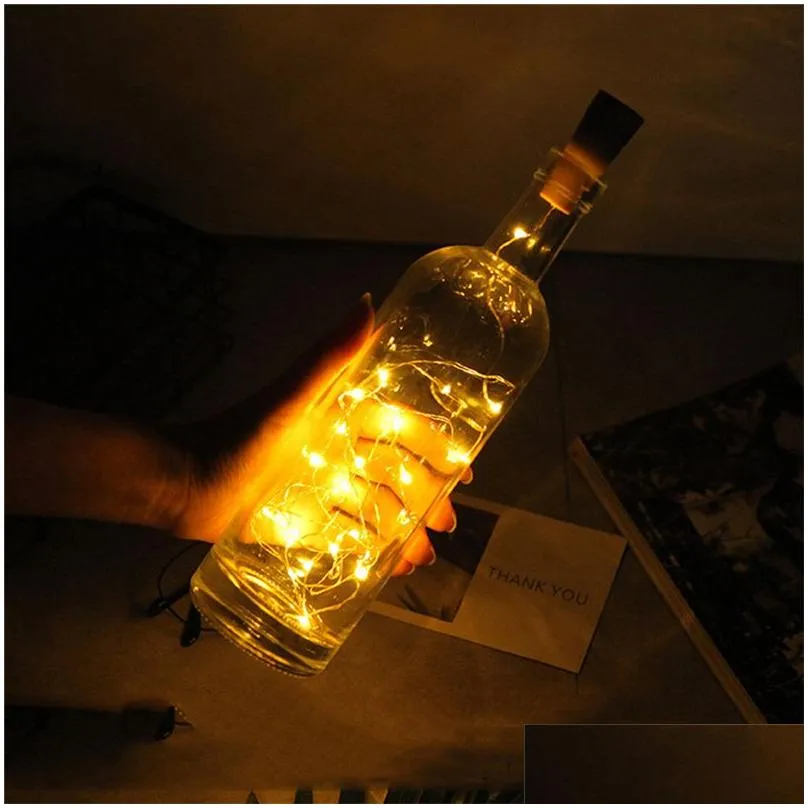 Guirlande LED Bouteille 2m 20 LEDs Bouteille Lumineuse, LED Bouchon Bottle  Light Étanche Fil D'argent