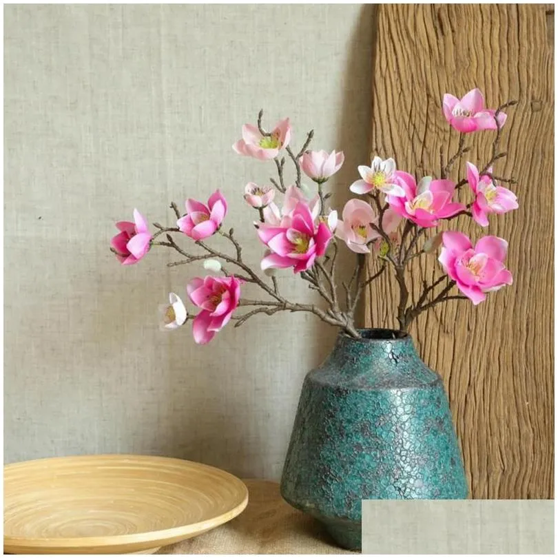 decorative flowers wreaths magnolia artificial simulation fake diy wedding decoration home bouquet faux branch